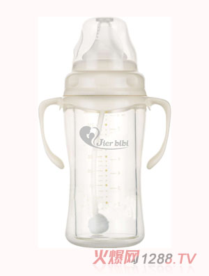 JIERBTBT240ML雙層防爆晶鉆玻璃奶瓶