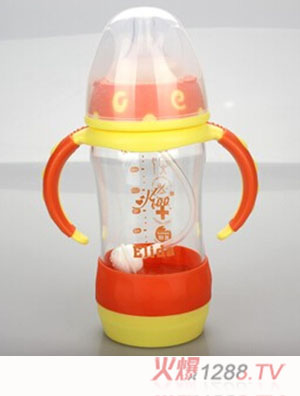 Happy100玻璃奶瓶寬口防摔紅色