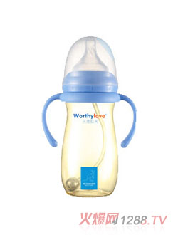 Worthylove沃德拉夫yingyePPSU帶手柄奶瓶藍(lán)色
