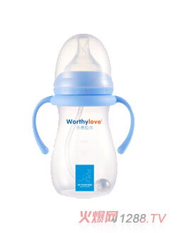 Worthylove沃德拉夫帶手柄yingyePP奶瓶藍(lán)色