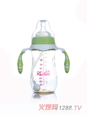 樂起寬口徑PPSU奶瓶綠色