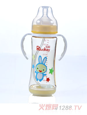 樂(lè)起PPSU寬口徑奶瓶300ml黃色