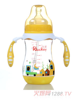 樂(lè)起240ml弧形有耳PPSU奶瓶黃
