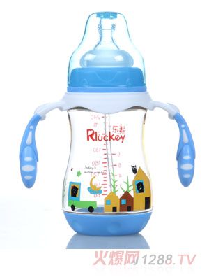 樂(lè)起240ml弧形有耳PPSU奶瓶藍(lán)