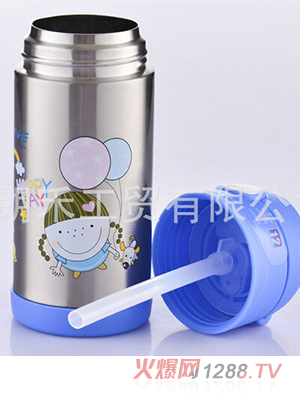 藍禾兒童保溫杯拎環(huán)吸管杯保溫壺 檸檬杯 水杯