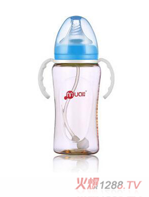 母愛PPSU寬口自動(dòng)奶瓶300ml安全耐摔藍(lán)